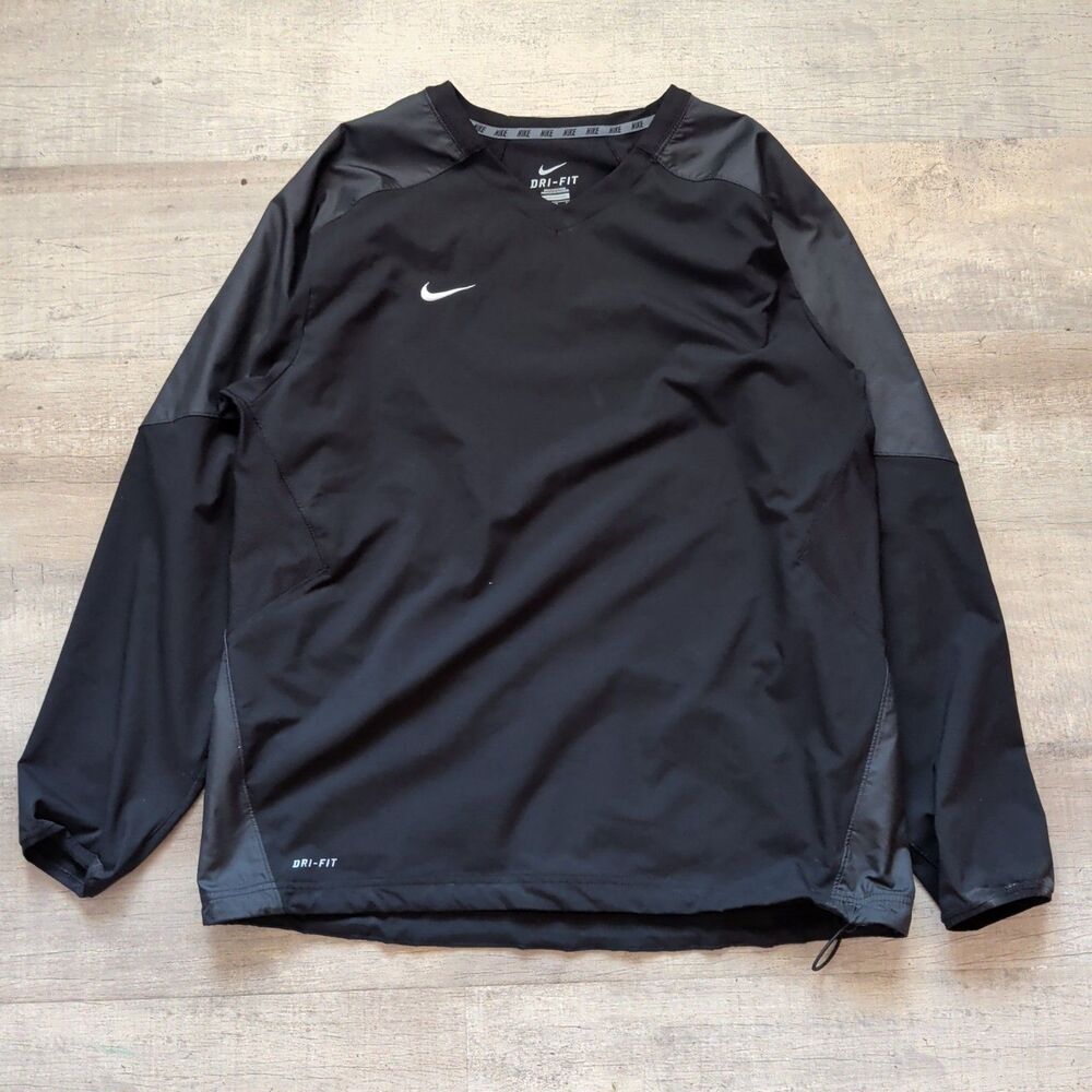 ​Nike Dri-FIT Men's XL Black Long Sleeve Training Pullover Jacket Caged Top EUC